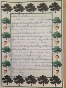 Letter from Onyi, Glebe School 2012
