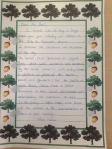 Letter from Sahra, Glebe School 2012
