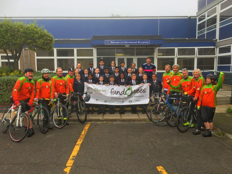 The Fund4Trees Charter Ride team at Churchmead School, Datchet